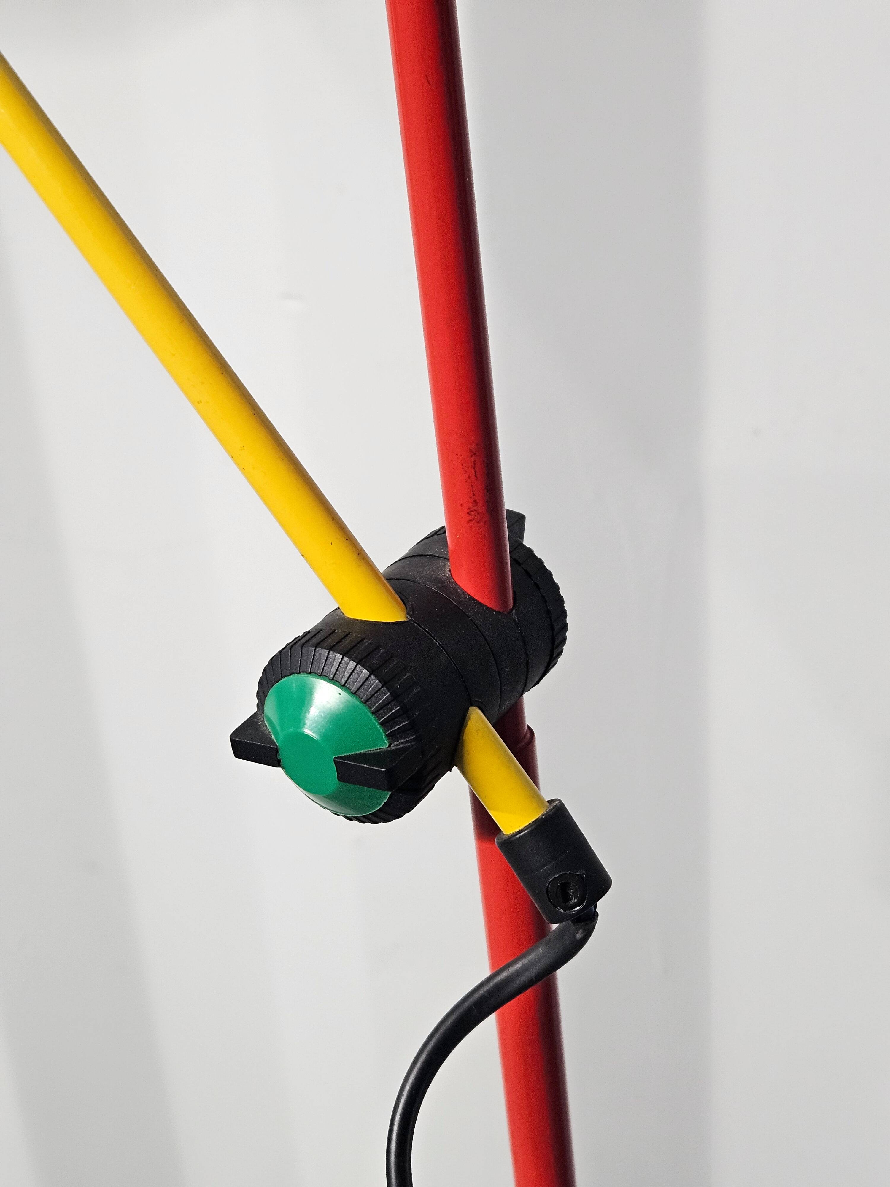 Veneta Lumi vintage floor lamp – colourful Italian design, adjustable arm.