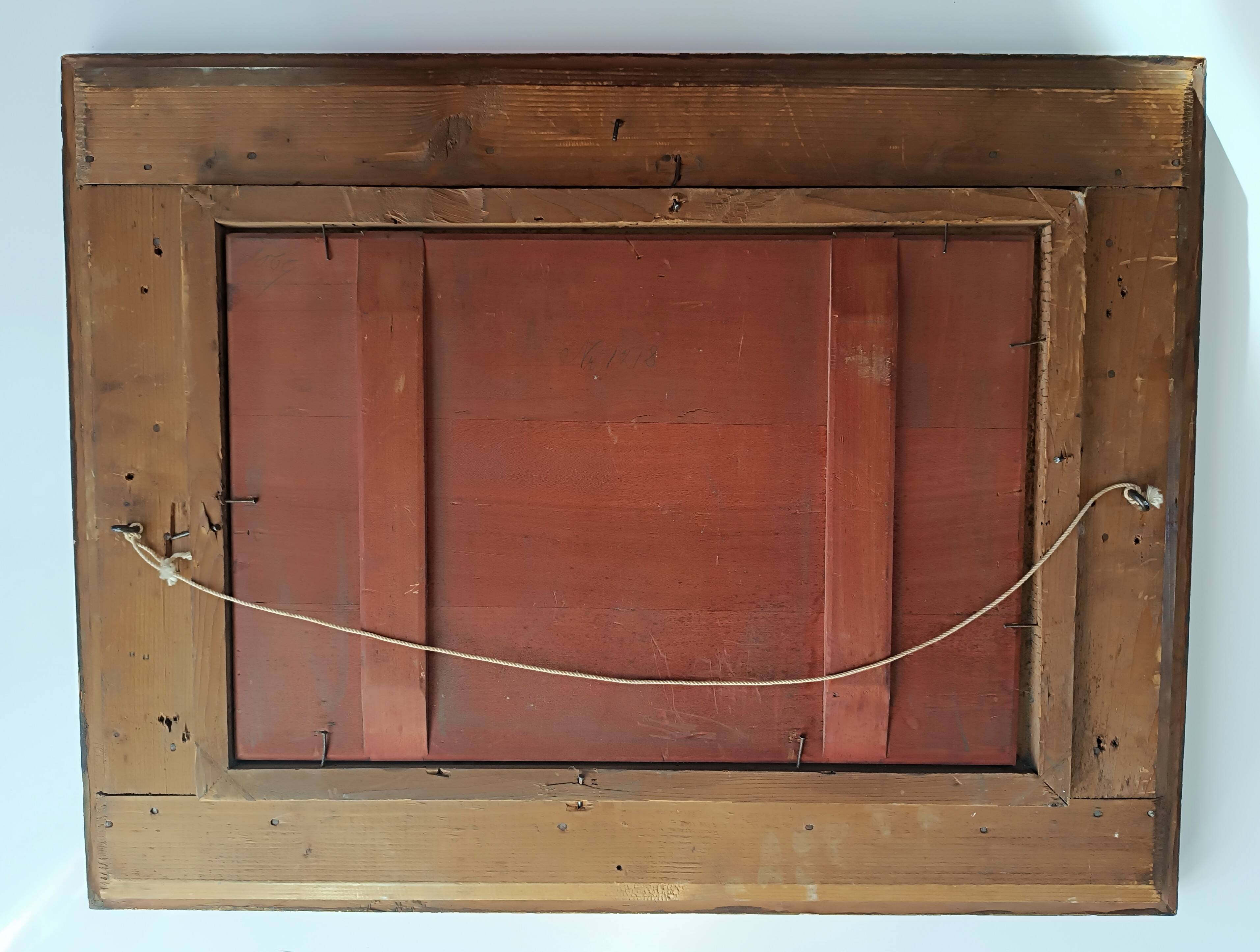 Hermann solbrig (1853-1942) painting, oil on panel, shepherdess and her troupe