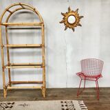 Library in burr rattan wicker natural bamboo old 1950