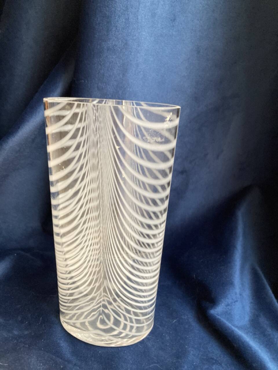 Swedish vase signed Kosta Boda blown with wavy and spiral stripes