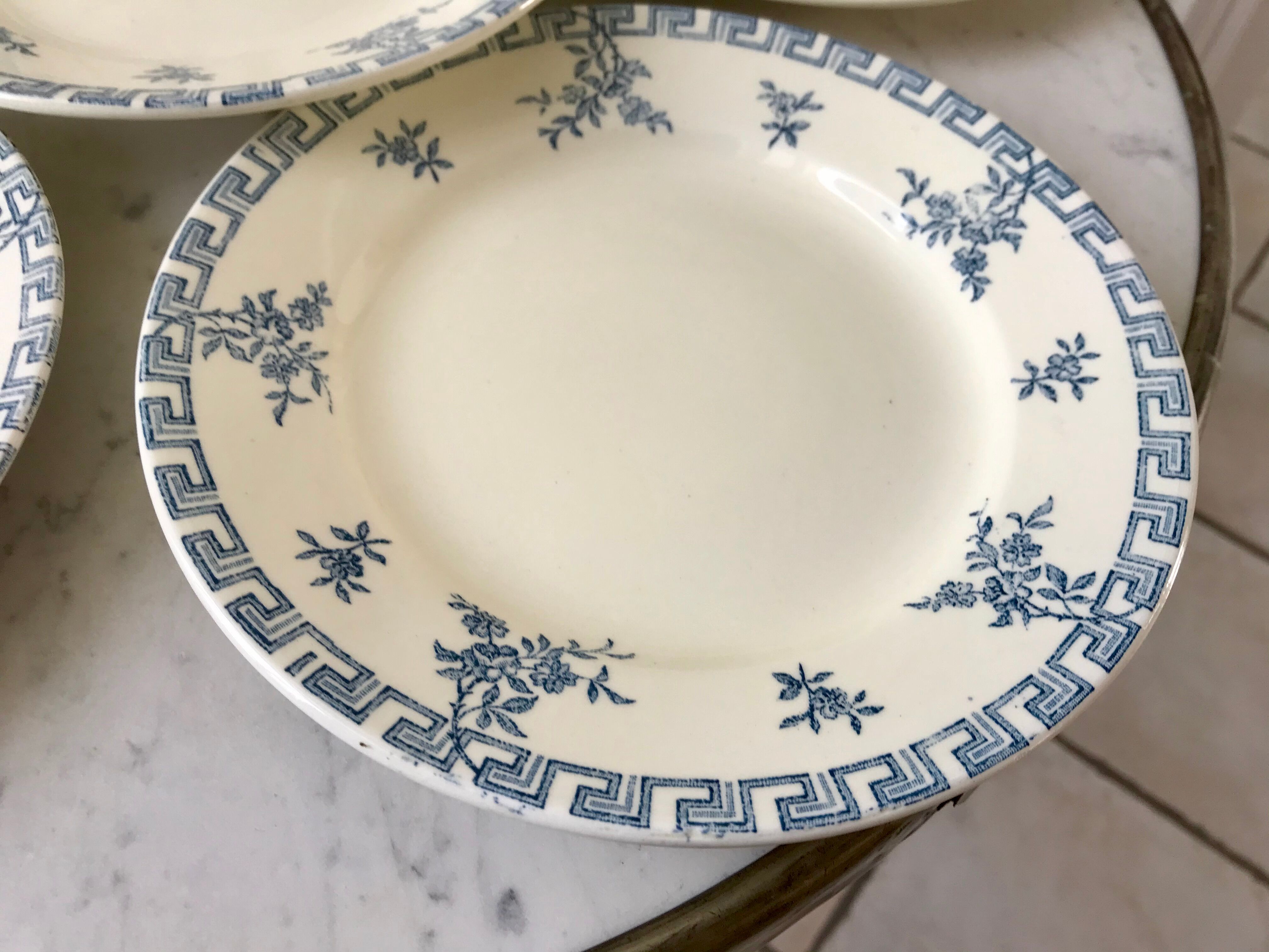 set of 6 dessert plates Terre de Fer St Amand model "Athens" XXth