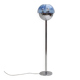 Lampadaire en chrome et verre de Murano bleu, 1970s