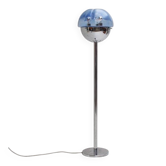 Lampadaire en chrome et verre de Murano bleu, 1970s