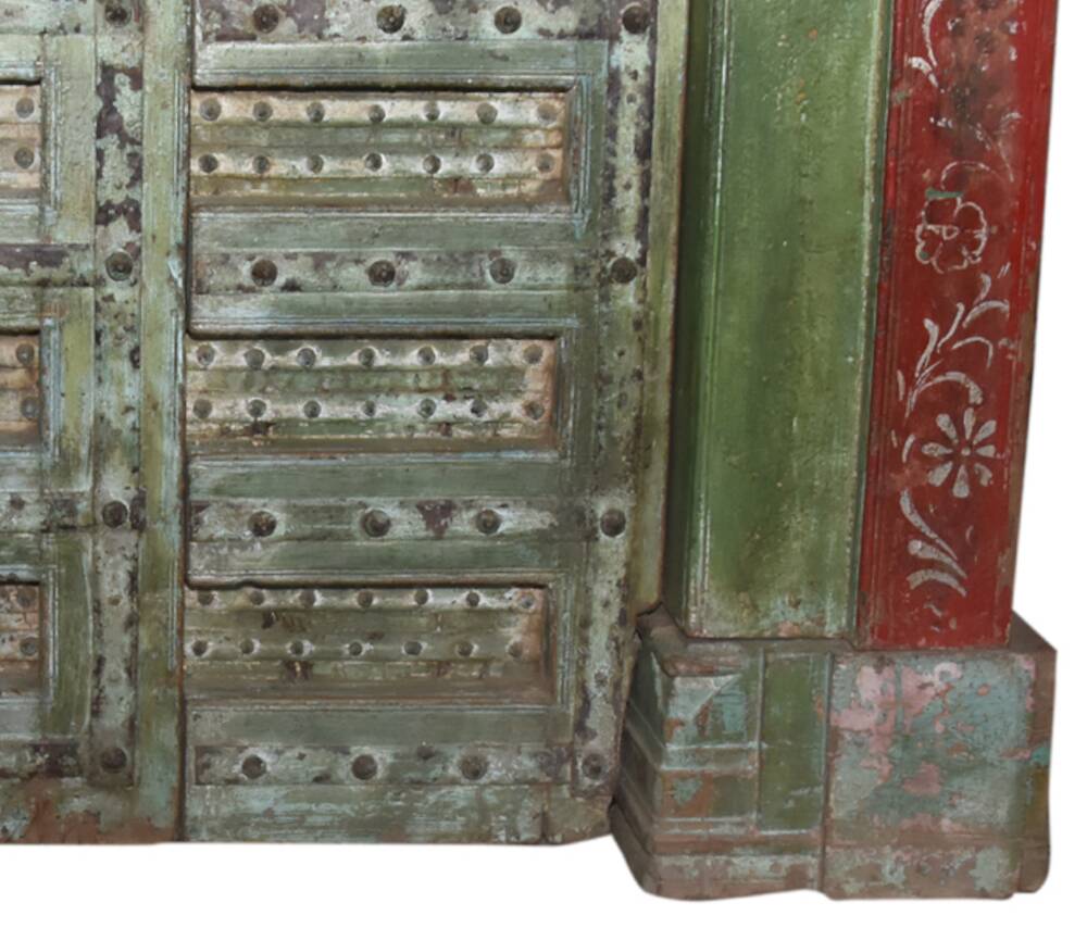 Old Indian door in old teak, original piece and patina