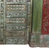 Porte indienne ancienne en vieux teck pièce et patine d'origine