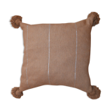 Moroccan pompon pillow 48x48cm brown