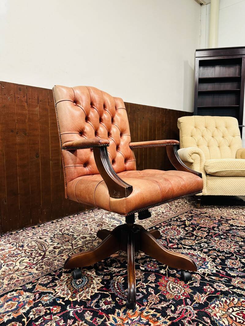 English Chesterfield Salmon color President Chair Office chair