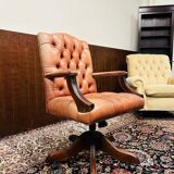English Chesterfield Salmon color President Chair Office chair
