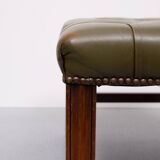 Capped Green Leather Chesterfield Foot stool 1960s England