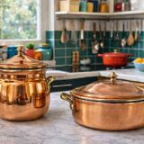 Antique solid tin-plated copper set – French manufacture – Gaillard