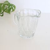 Pretty cast glass creamer, small milk jars, vintage, France, 1950