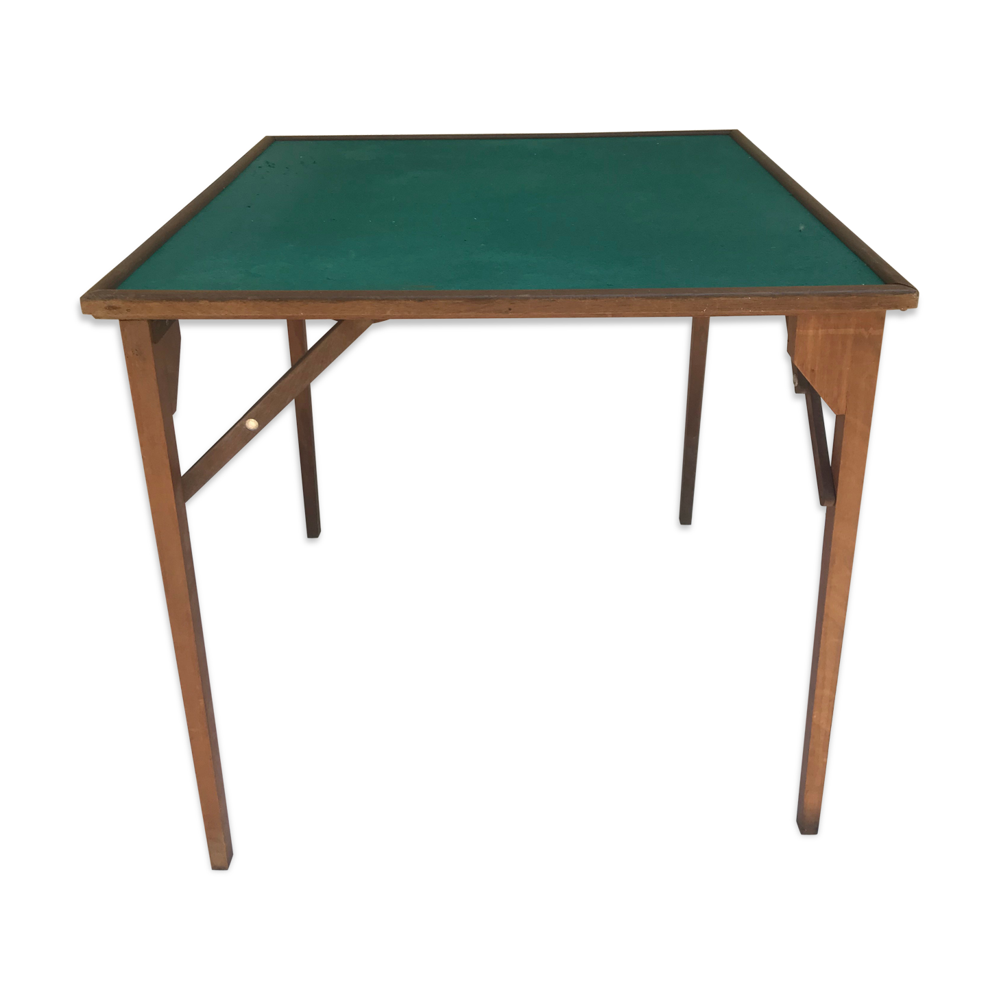 Ancienne table a jeu pliante marque rb et plateau feutrine verte vintage