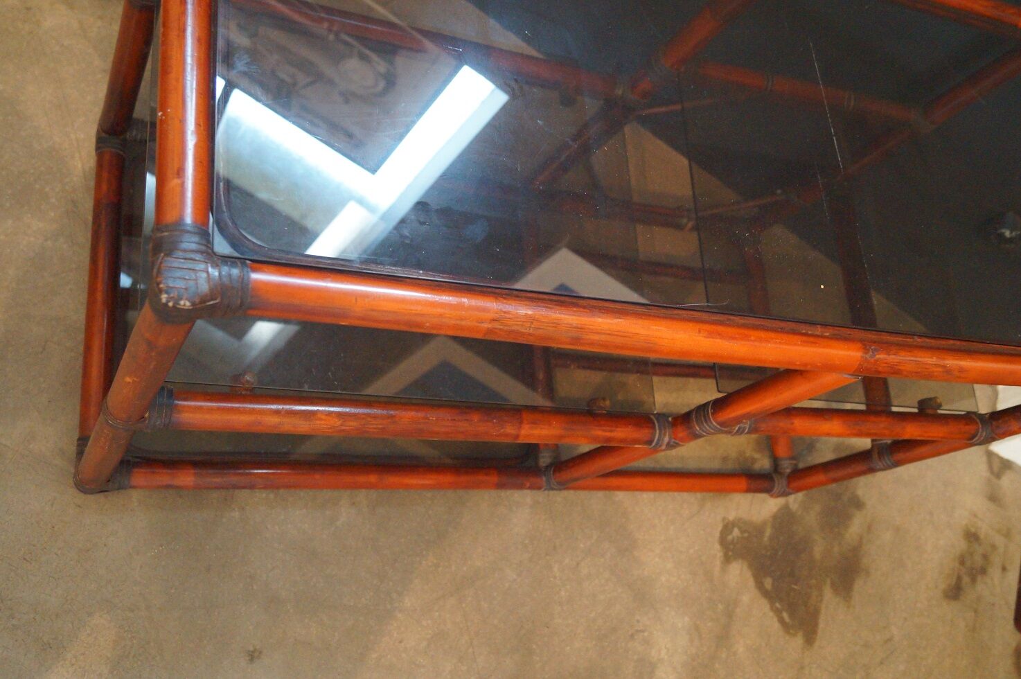 Rattan and leather bookcase 1970