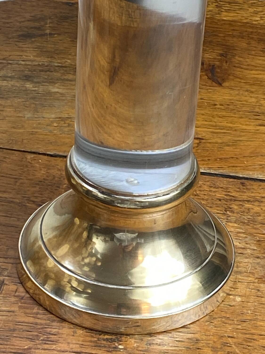 Lucite and brass candlestick, 1960s/70s