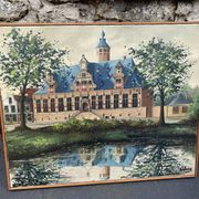Painting monument architecture netherlands signed by Willem Heytman vintage