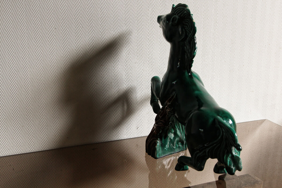Green earthenware horse