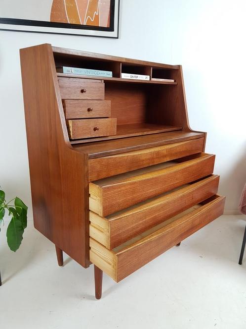 Commode secrétaire danoise en teck Chatol