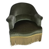 Green velvet toad armchair