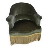 Green velvet toad armchair