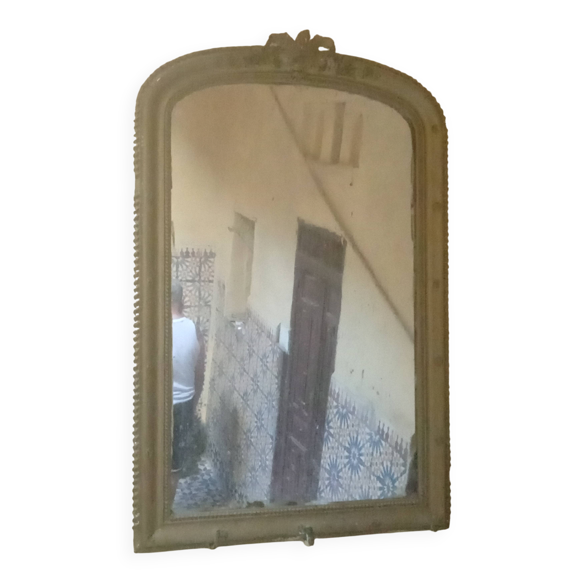 Miroir Louis Philippe ancien doré avec fronton