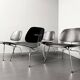Set of 4 LCM chairs made of chrome-plated metal with black plywood by Charles & Ray Eames for Herman Miller, Germany, 1960s