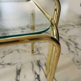 Vintage nesting coffee table in gold-plated metal, brass-style, circa 1970