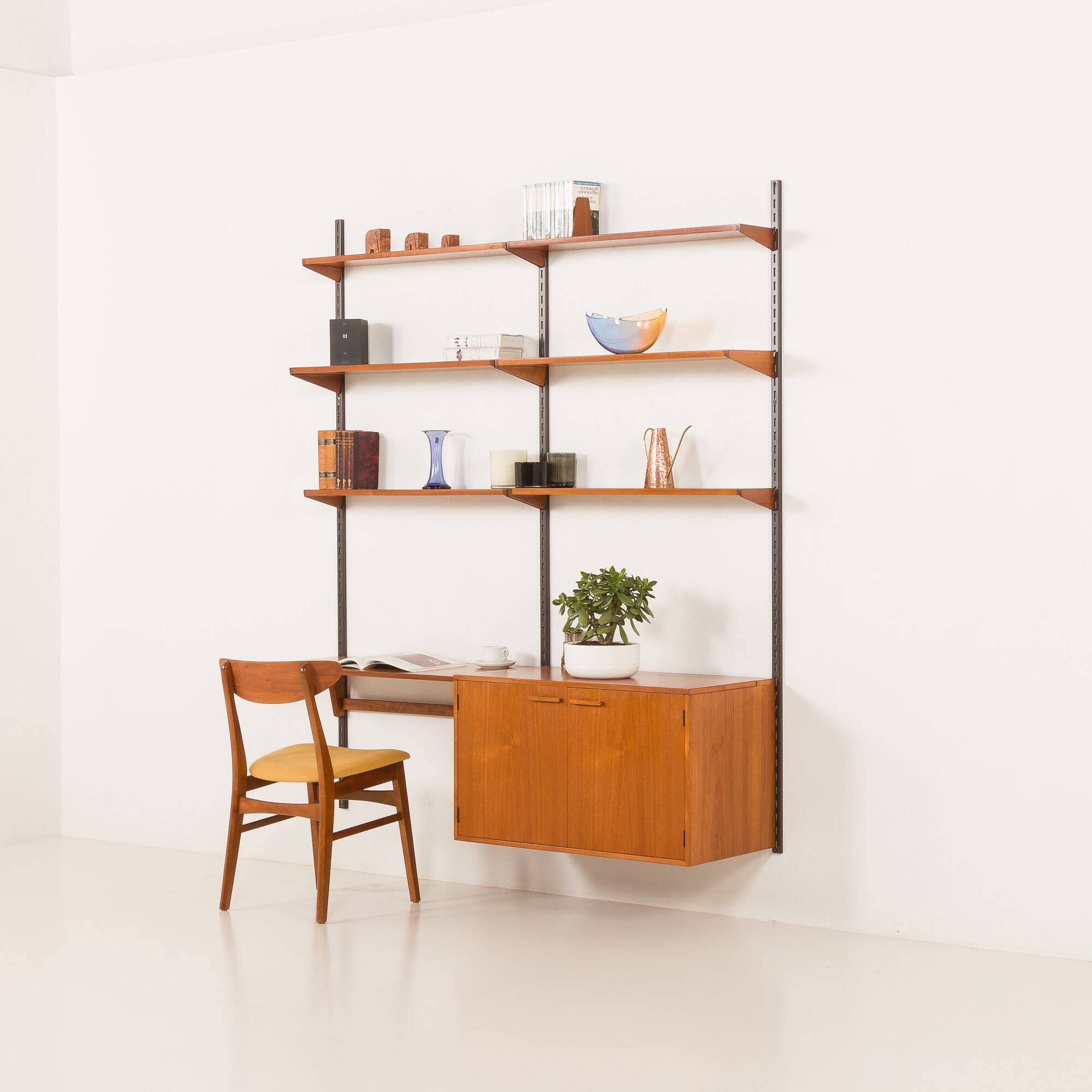 Kai Kristiansen home office shelving unit in teak for FM Mobler, 1960s