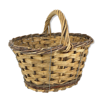 Large braided basket of different types of strands