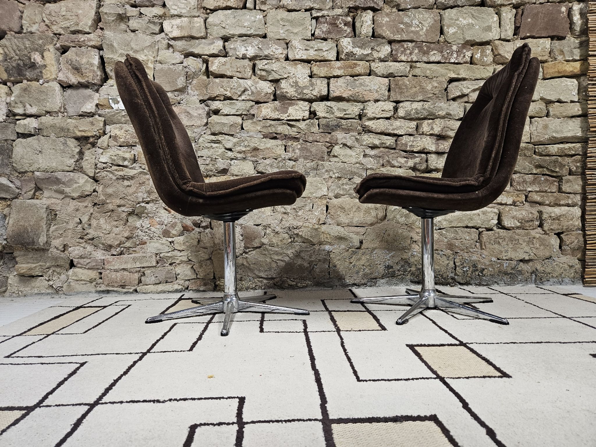 Paire de chaise fauteuil velour vintage  1970"