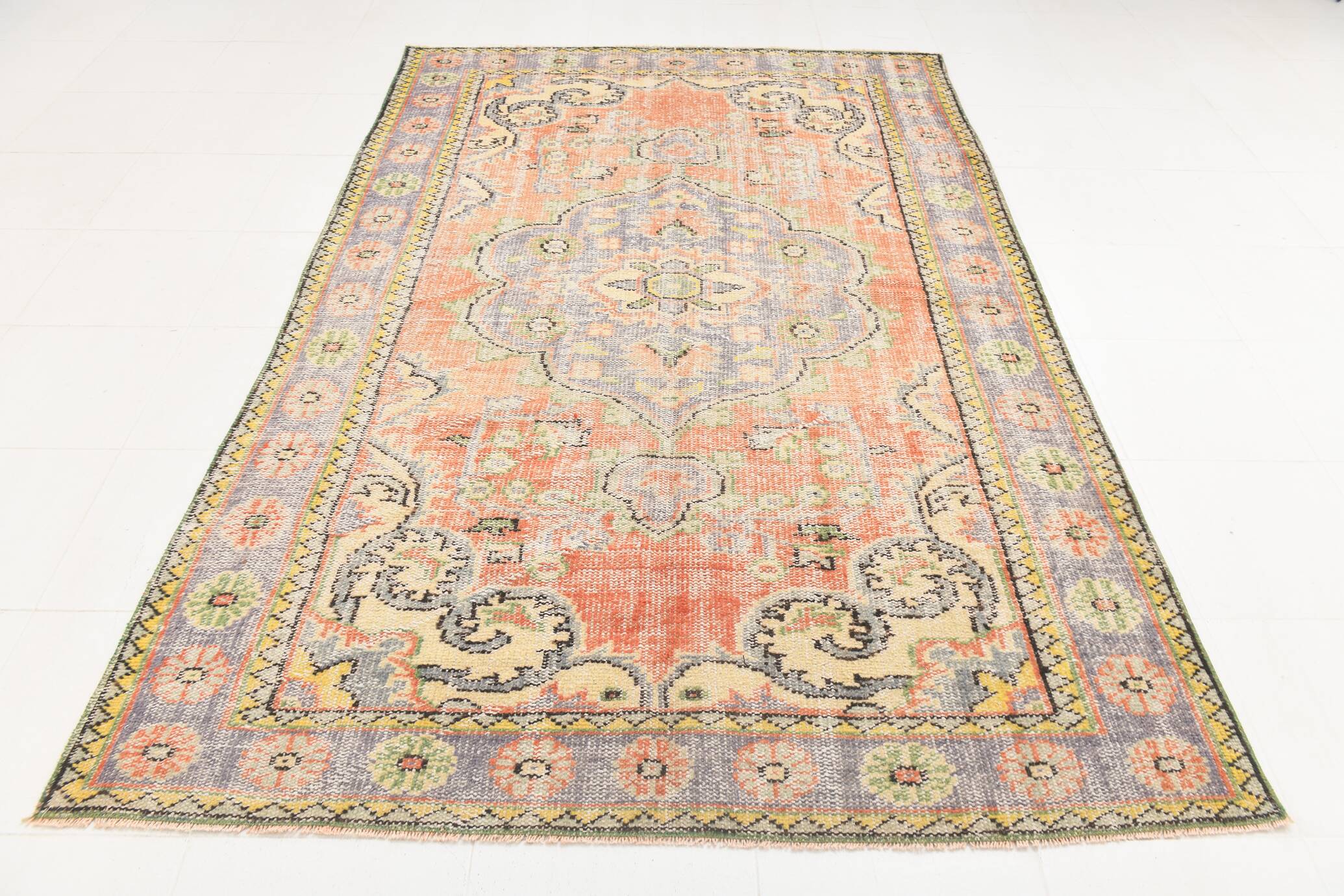 Turkish Vintage Rug Handmade Wool Rug, 183x279 Cm