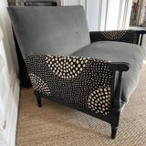 Small gray velvet style bench