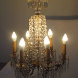 Napoleon III chandelier with crystal pendants, signed Portieux 19th century
