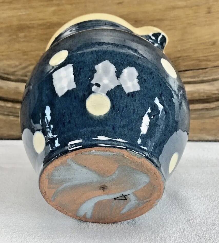 Blue Savoyard pitcher with polka dots