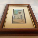 Small village painting, oil on panel, signed