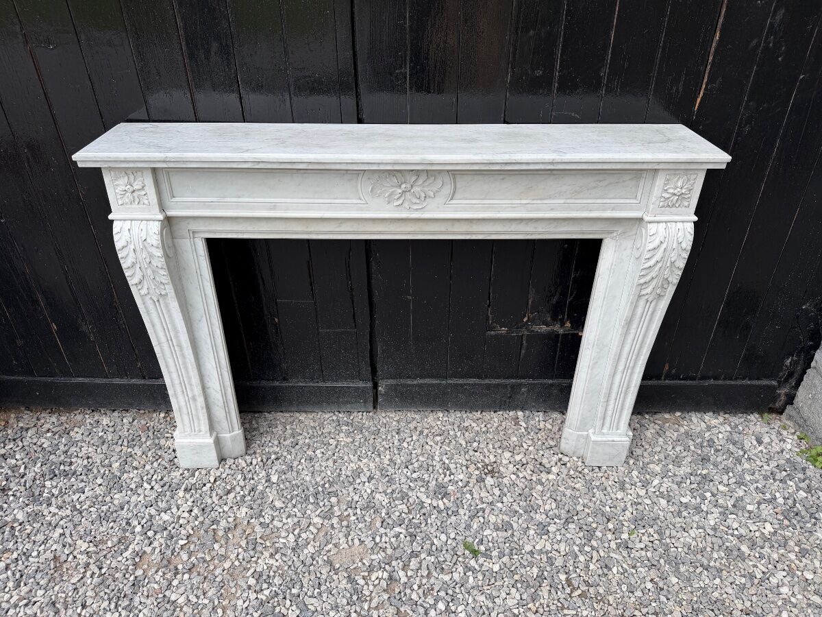 Louis XVI style Carrara marble fireplace circa 1880