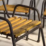 Anciennes chaises de jardin en fer jaune (c.1920). Ensemble de 4 pièces #39