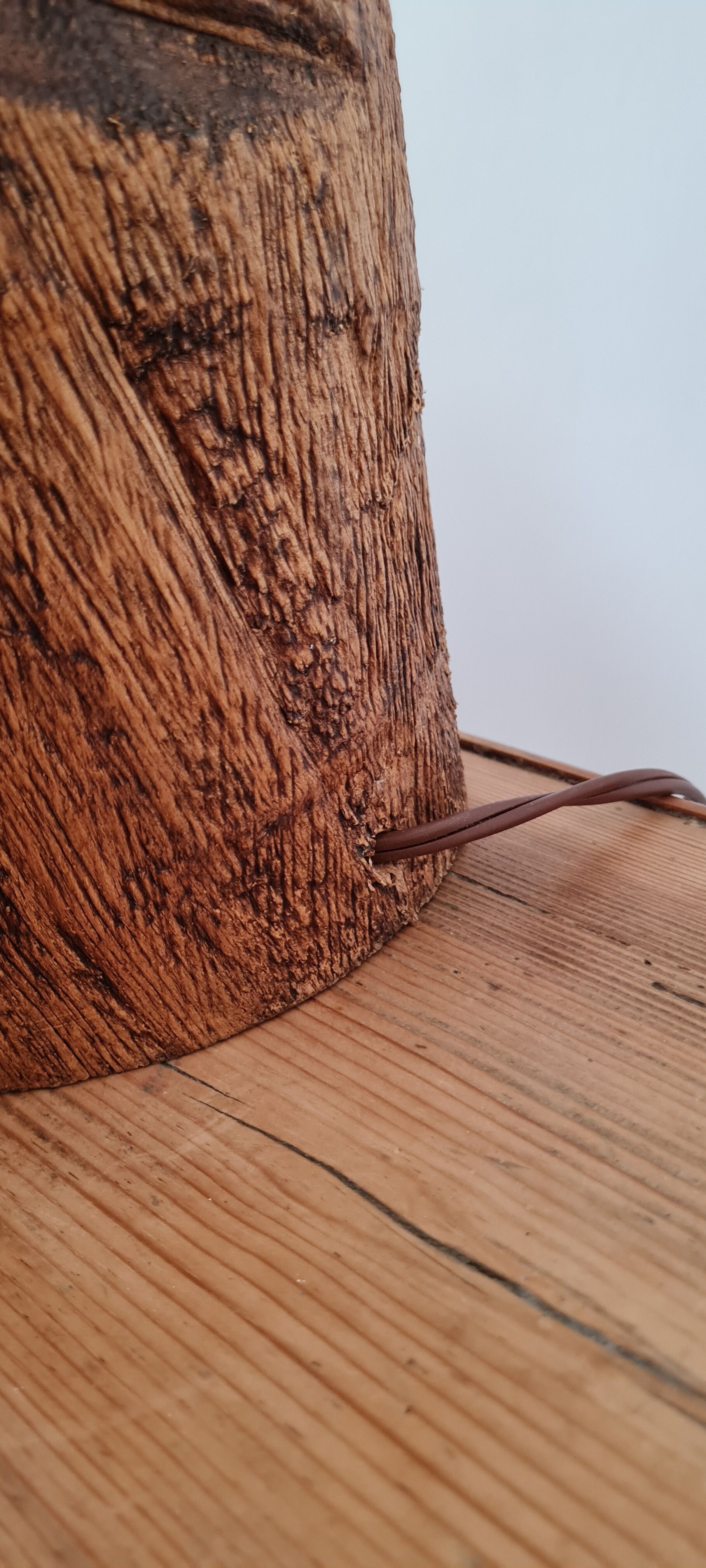 Handmade lamp in turned wood