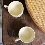 Set of 2 round coffee cups in ecru earthenware Digoin