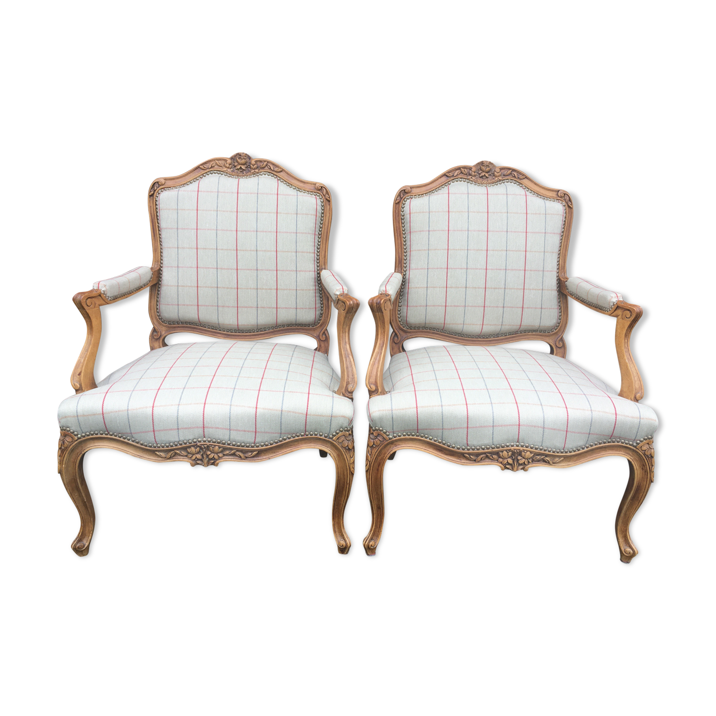 Pair of re-tapised Louis XV convertible chairs