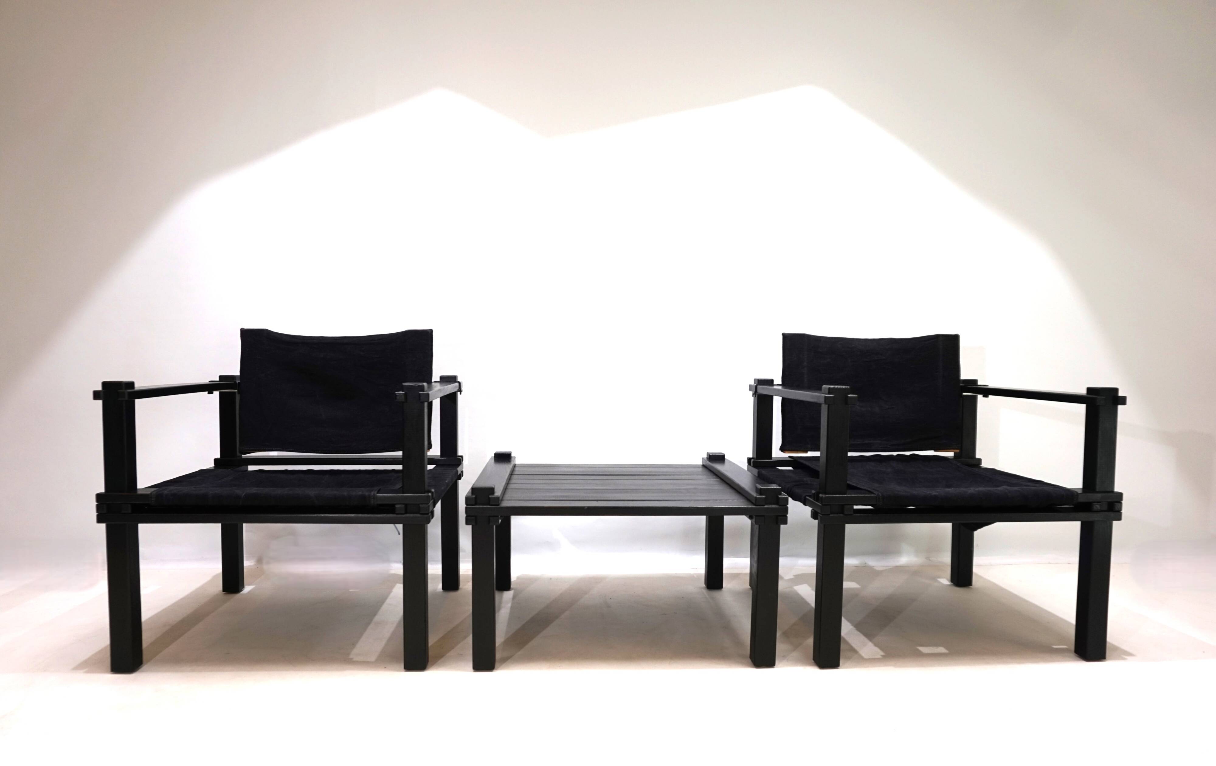 Bofinger set of 2 Farmer lounge chairs with table by Gerd Lange, 1960