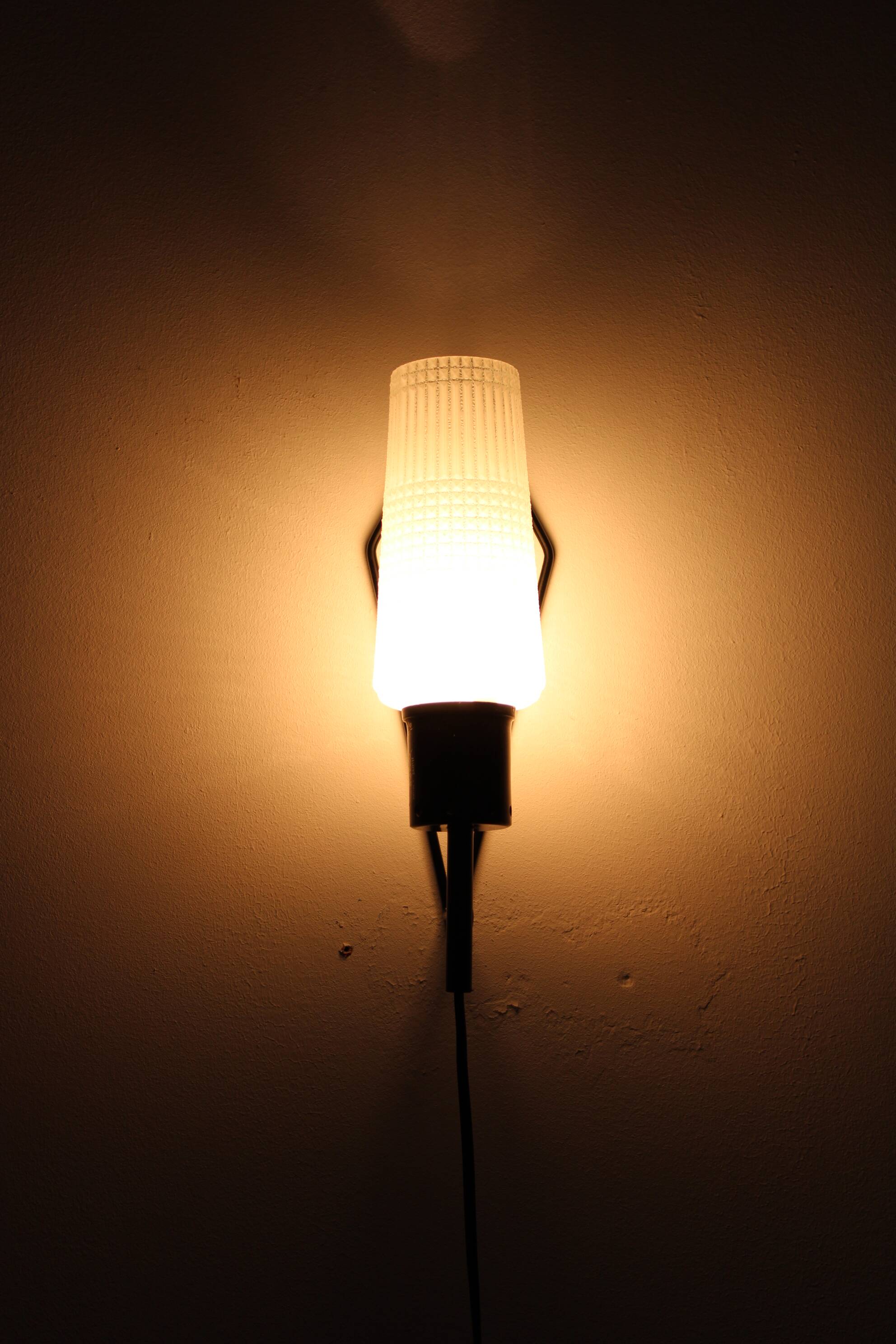 1970s Glass Wall Light , Czechoslovakia