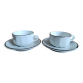 2 tasses et soucoupes bistrot Apilco modèle Flora