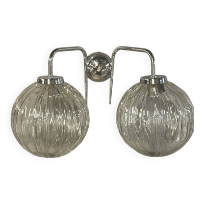 Applique 2 globes métal chromé et verre