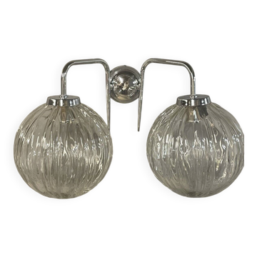 Applique 2 globes métal chromé et verre
