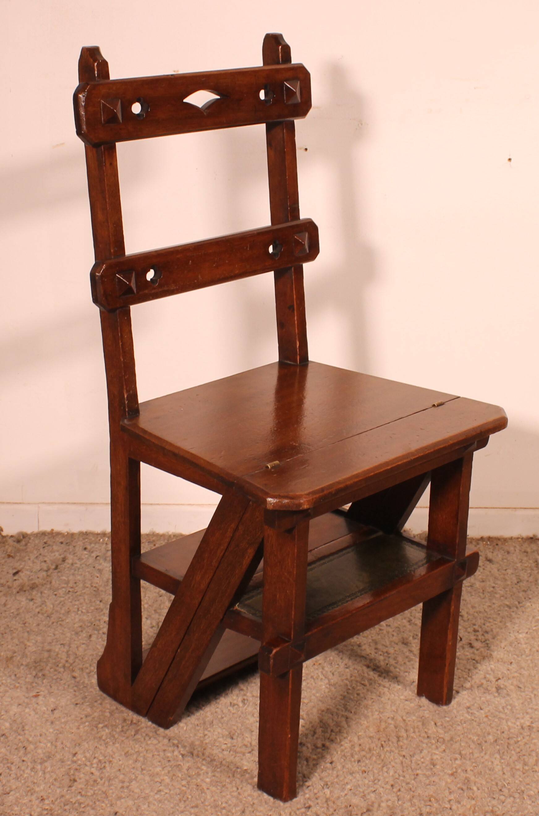 Transformable Library Step Stool into Chair - 19th Century