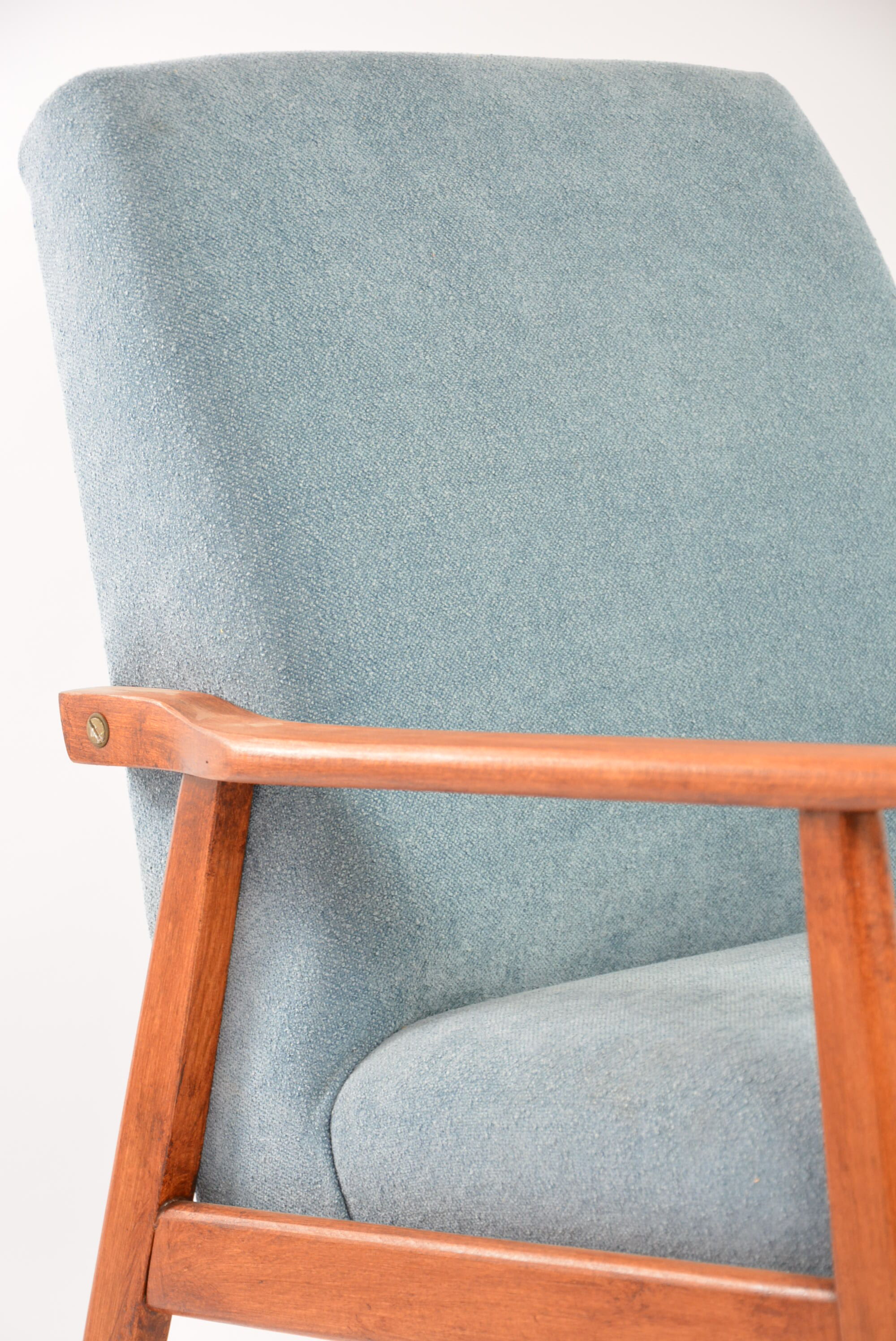 Renovated vintage armchairs sky blue