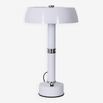 Vintage 70s table lamp in white metal, italian design