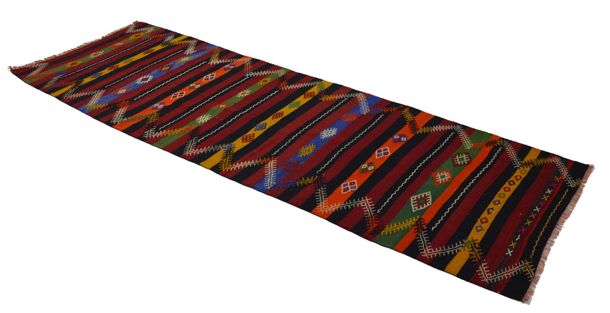 Anatolian handmade kilim rug 332 cm x 114 cm