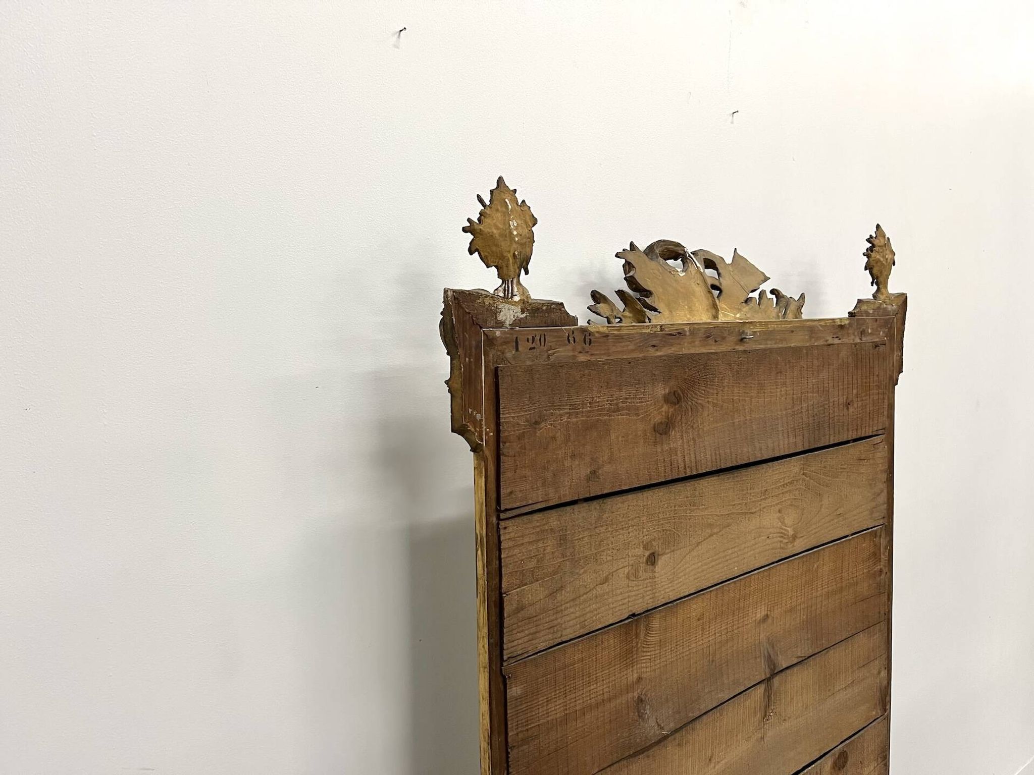 Large antique pediment mirror with mouldings.