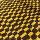 Hand-Knotted Checkered Tulu Rug. 100% Wool. Brown & Mustard Yellow Carpet. Custom Options Available